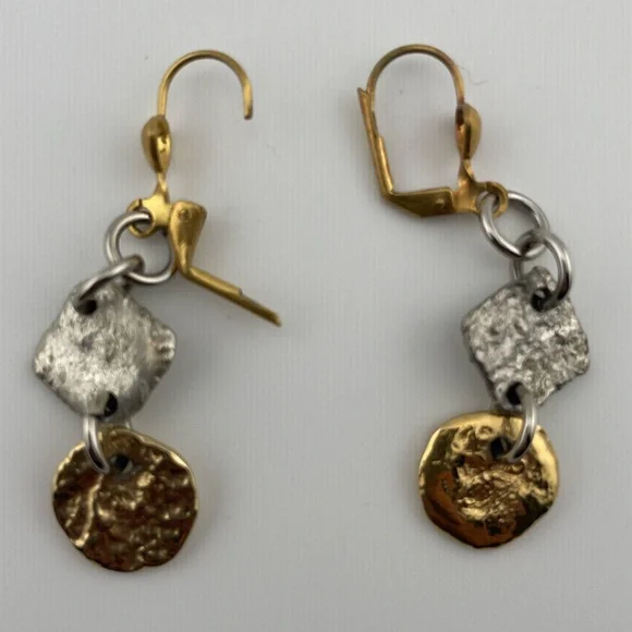 J. Jansen Designs Two-Tone Hammered Necklace + Earrings Set COA Signed Tag - Picture 7 of 13